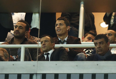 Cristiano Ronaldo at the Santiago Bernabéu stands, during the Real Madrid vs Galatasaray game
