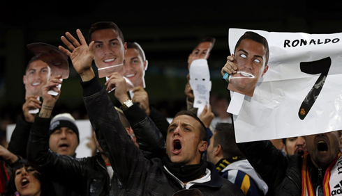 Real Madrid fans chanting Cristiano Ronaldo name and supporting his campaign to win the FIFA Ballon d'Or 2013