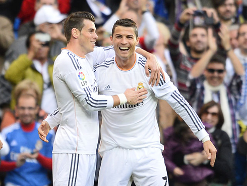 Cristiano Ronaldo and Gareth Bale, happy together at Real Madrid
