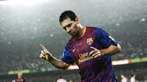 Lionel Messi playing for Barcelona 2013-2014