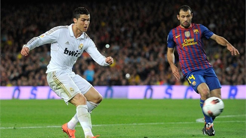 Cristiano Ronaldo scoring against Barcelona