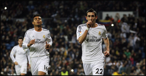 Angel Di María baby goal celebration, in Real Madrid 2013-2014