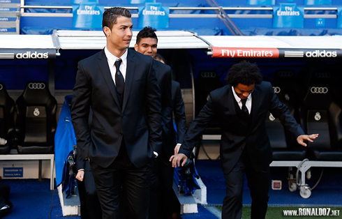 Cristiano Ronaldo wearing a Versace suit
