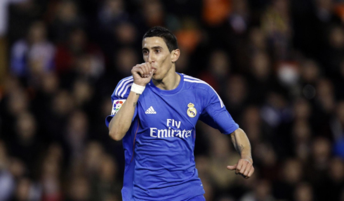 Angel Di María celebrating goal for Real Madrid 2013-2014