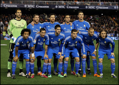 Real Madrid line-up in La Liga 2013-2014 against Valencia
