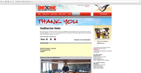ONExONE Ronaldo7.net donation campaign in 2013