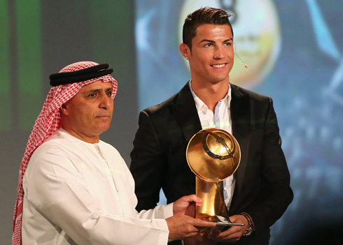 Cristiano Ronaldo in Dubai, receiving the Best Player of the Year Globe Soccer award