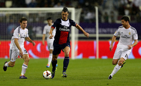 Zlatan Ibrahimovic playing for PSG against Real Madrid, in 2014