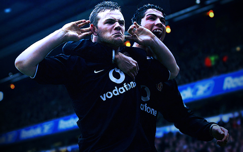 Cristiano Ronaldo and Wayne Rooney, in Manchester United 2003-2004