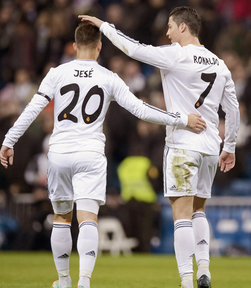 Cristiano Ronaldo greeting Jesé Rodríguez in Real Madrid