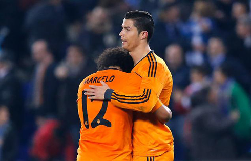 Cristiano Ronaldo comforting Marcelo
