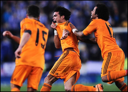 Pepe celebrating his first Real Madrid goal in 2014
