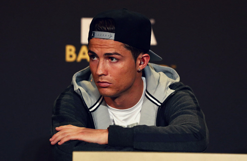 Cristiano Ronaldo at the press conference of the FIFA Ballon d'Or 2013