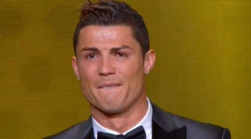 Cristiano Ronaldo crying on the FIFA Ballon d'Or stage