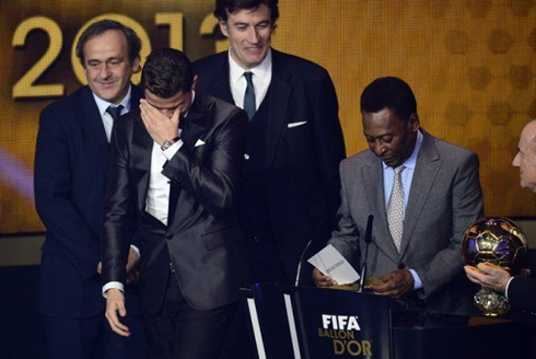 Cristiano Ronaldo hides his face crying at the FIFA Ballon d'Or ceremony