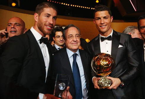 Cristiano Ronaldo, Sergio Ramos and Florentino Pérez, at the FIFA Ballon d'Or 2013