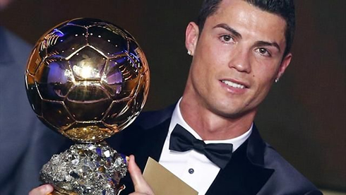 Cristiano Ronaldo with the FIFA Ballon d'Or 2013