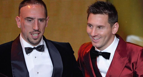 Franck Ribery and Lionel Messi in the FIFA Ballon d'Or 2013