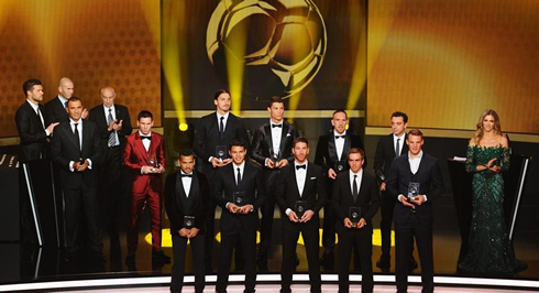 The FIFA-FIF Pro World XI 2013 team photo
