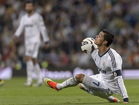 Cristiano Ronaldo giving everything on the pitch