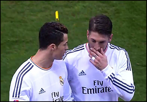 Cristiano Ronaldo gets hits in the head by a lighter, in Atletico vs Real Madrid