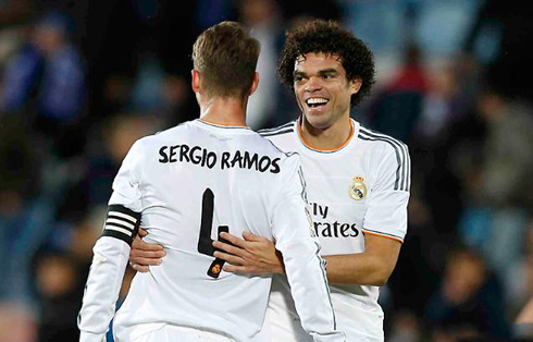 Sergio Ramos and Pepe playing for Real Madrid