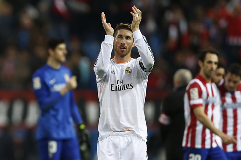 Sergio Ramos applauding the fans