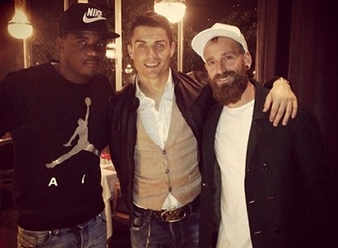 William Carvalho, Cristiano Ronaldo and Raúl Meireles, on a night-out in Lisbon, Portugal