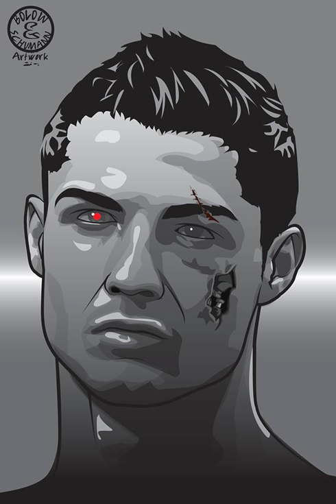 Cristiano Ronaldo in a cyborg and terminator picture portrait by Bolow and Schumann