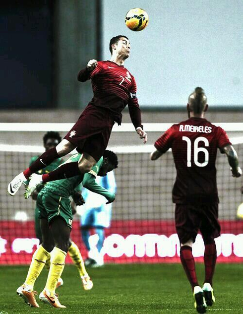 Cristiano Ronaldo rising in the sky