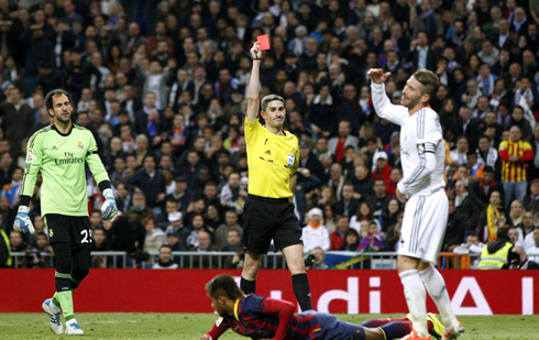 Sergio Ramos red card in Real Madrid vs Barcelona