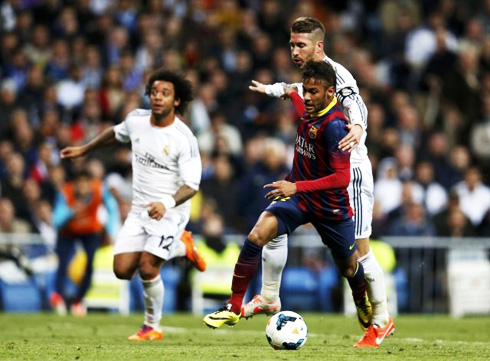 Sergio Ramos fouling Neymar in the Clasico Real Madrid vs Neymar