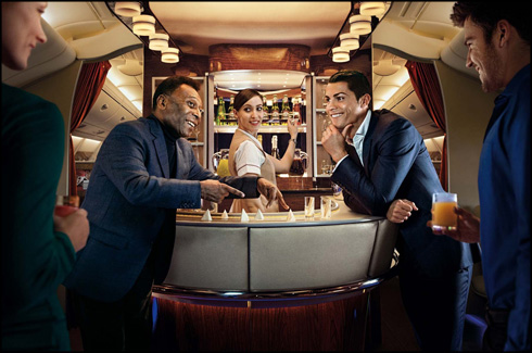 Cristiano Ronaldo and Pelé on the new Fly Emirates video ad for the World Cup