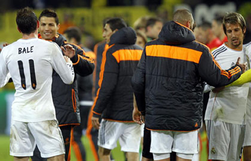 Cristiano Ronaldo cheering his teammates after Champions League semi-finals qualification