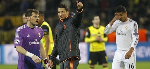 Cristiano Ronaldo supporting his teammates after the game is over