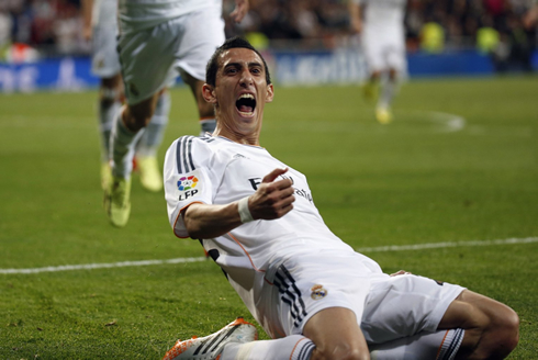 Angel Di María sliding on his knees in Real Madrid