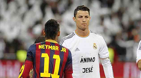 Neymar and Cristiano Ronaldo in Barcelona vs Real Madrid