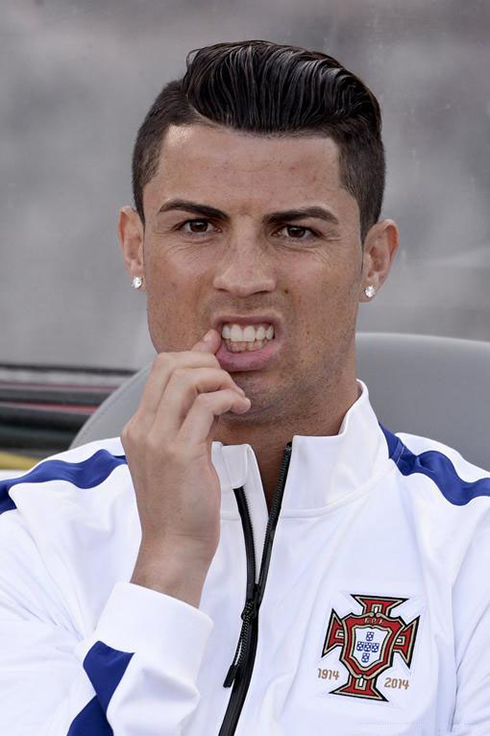 Cristiano Ronaldo biting his nails