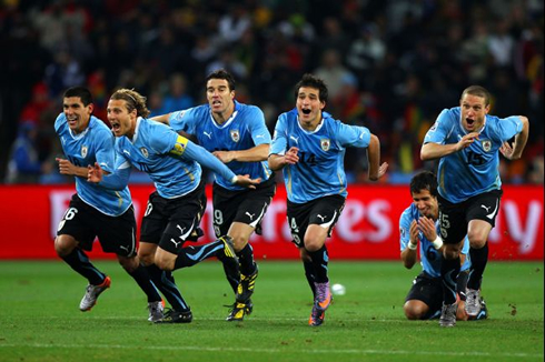 Uruguay National Team celebrating in the World Cup