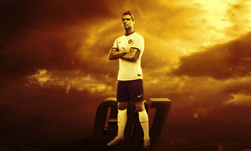 Cristiano Ronaldo wearing Portugal away jersey for the World Cup 2014 wallpaper