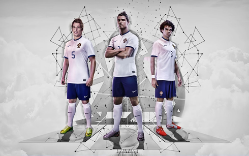 Fábio Coentrão, Cristiano Ronaldo and Pepe, in Portugal's team for the World Cup 2014 - Away shirts