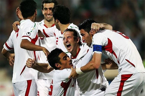 Iran players joy after qualifying to the World Cup 2014