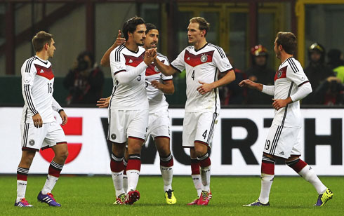 Germany players wearing the 2014 World Cup kits