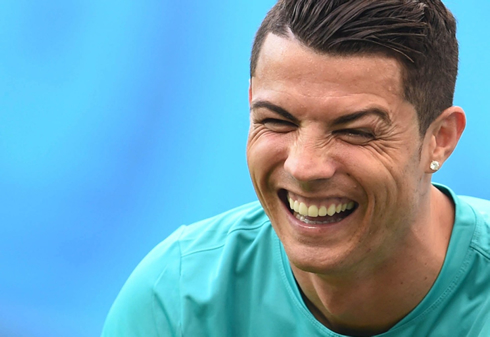 Cristiano Ronaldo big smile in Portugal training session