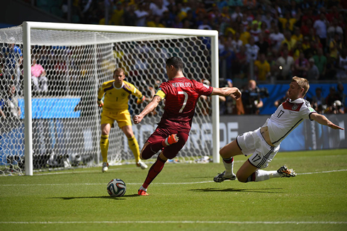 Cristiano Ronaldo goal-scoring chance in Germany vs Portugal, at the FIFA World Cup 2014