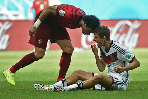 Pepe headbutts Thomas Muller, in Germany vs Portugal at the FIFA World Cup 2014