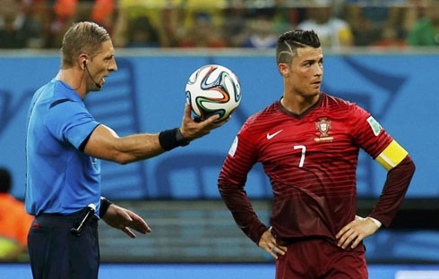 Cristiano Ronaldo disrespecting the referee in a Portugal game