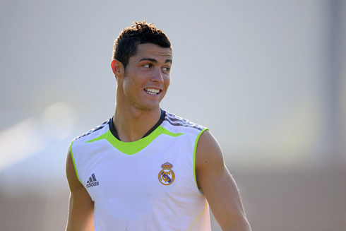 Cristiano Ronaldo wearing a sleeveless shirt in training