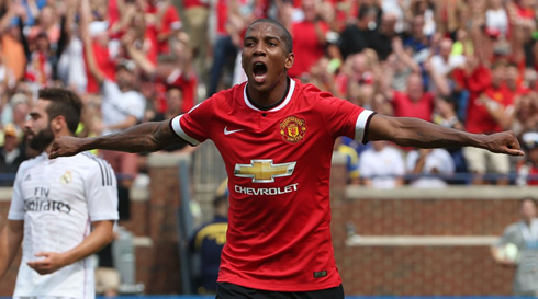 Ashley Young celebrating his goal in Manchester United 3-1 Real Madrid