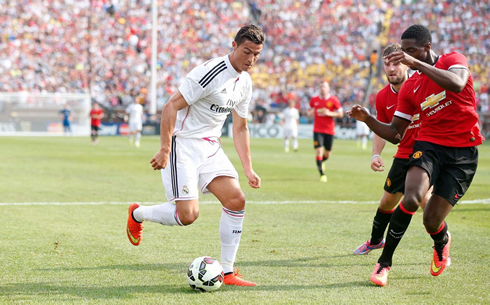 Cristiano Ronaldo in action in Real Madrid vs Manchester United